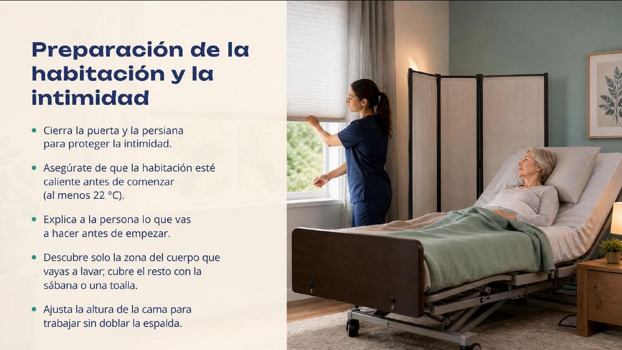 Página interior del manual: Higiene completa en cama