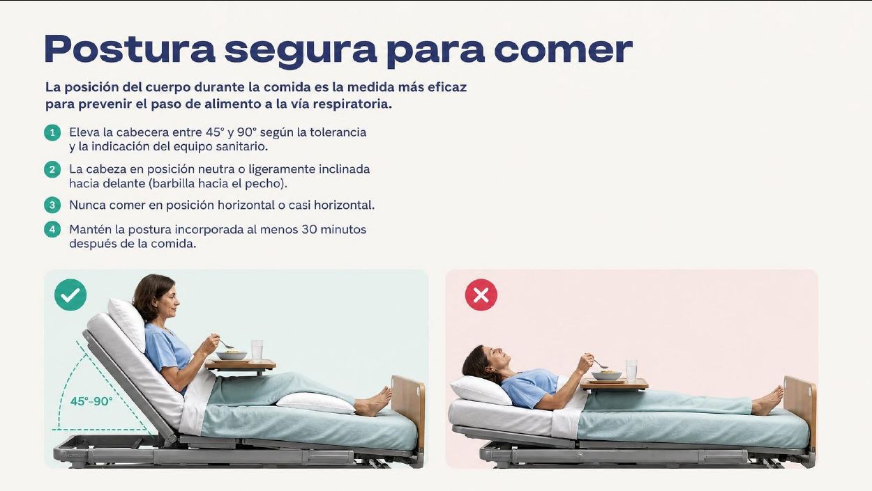 Página interior del manual: Postura para comer